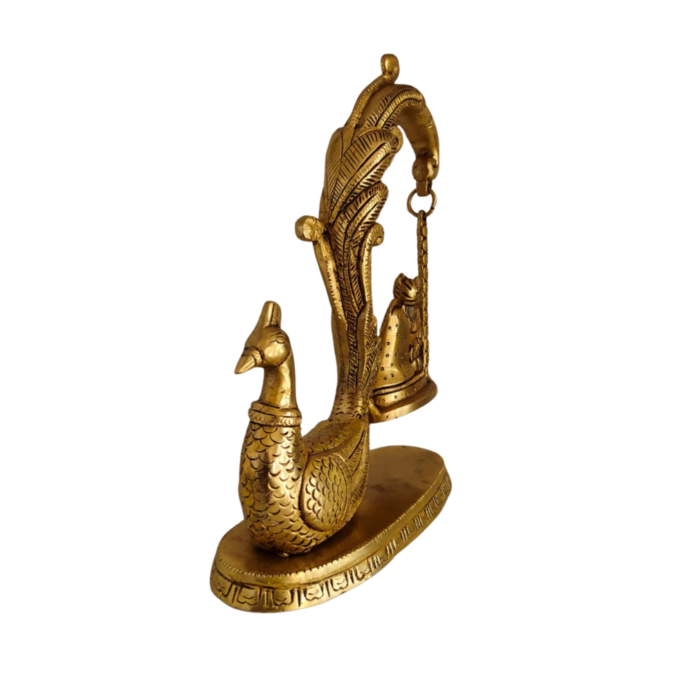 Brass Radha Krishna on Swing Wall Hanging   Brass Artwork