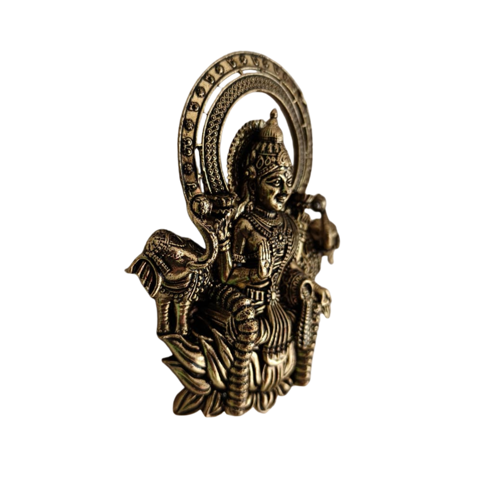 Goddess Lakshmi with Elephants Wall Hanging| Brass Finish Gajalakshmi Wall Hang   Brass Artwork