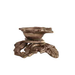 Ornate Pedestal Brass Diya | Handcrafted Traditional Oil Lamp   Brass Artwork