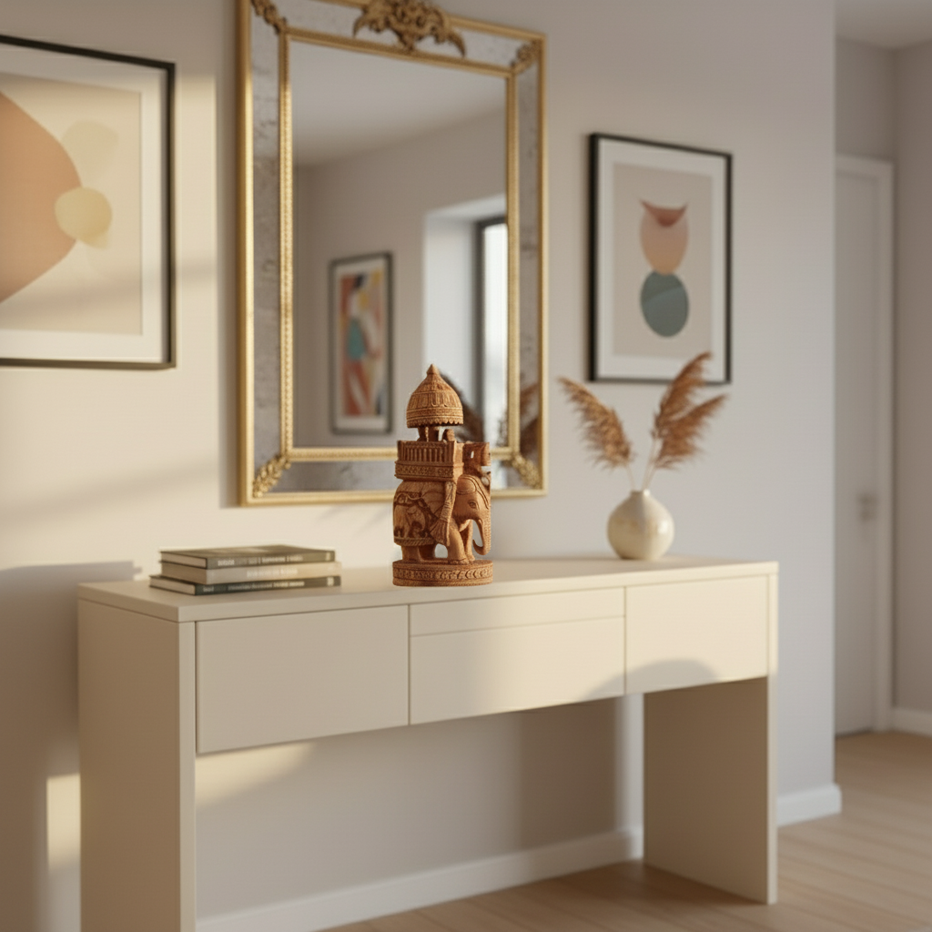 Hand-Carved Wooden Ambari Elephant | Traditional Indian Decor