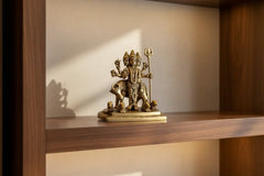Brass Idol of Dattatreya with Three Heads and Four Dogs   Brass Ware
