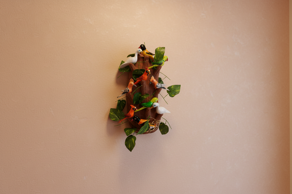 Handcrafted Telangana Nirmal tree of birds wall art