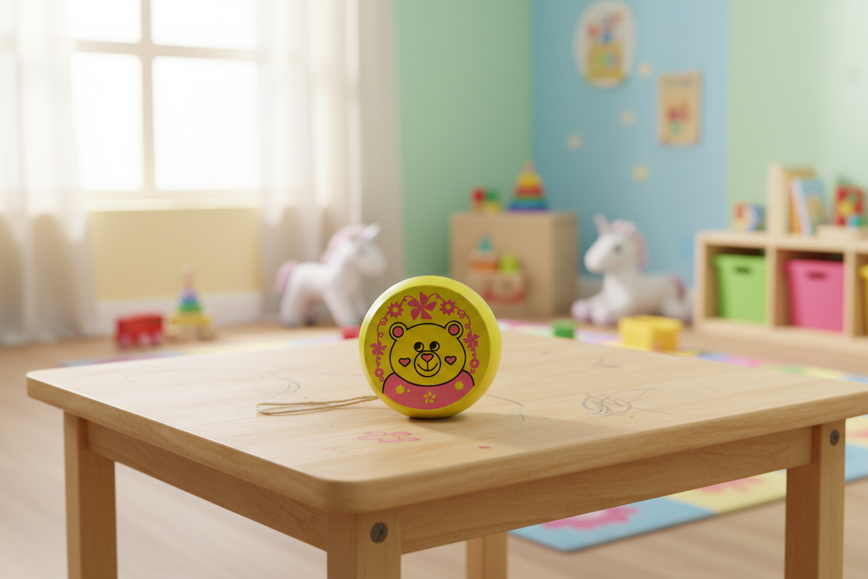 Handcrafted wooden spinner toy for kids play