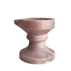 Handcrafted Pink Marble Diya with Stand   Marble Soft Stone