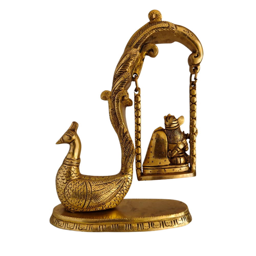 Brass Radha Krishna on Swing Wall Hanging   Brass Artwork