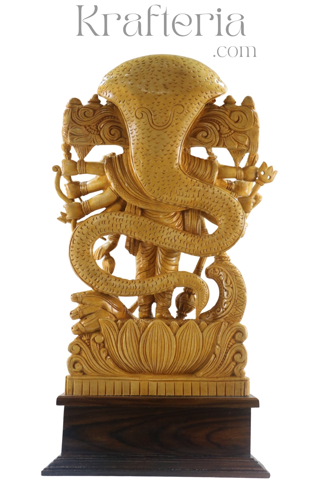 Majestic Vishwaroopam Krishna Statue – Intricate Wooden Sculpture