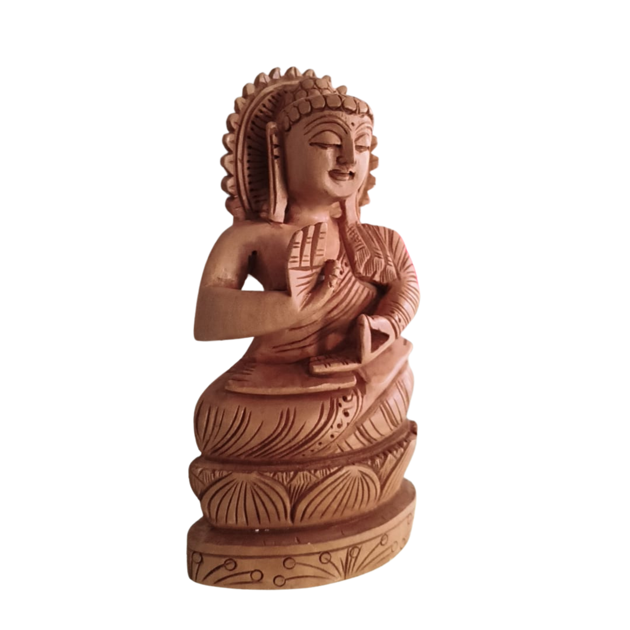 Hand-Carved Wooden Lotus Sitting Buddha – Spiritual Home Decor