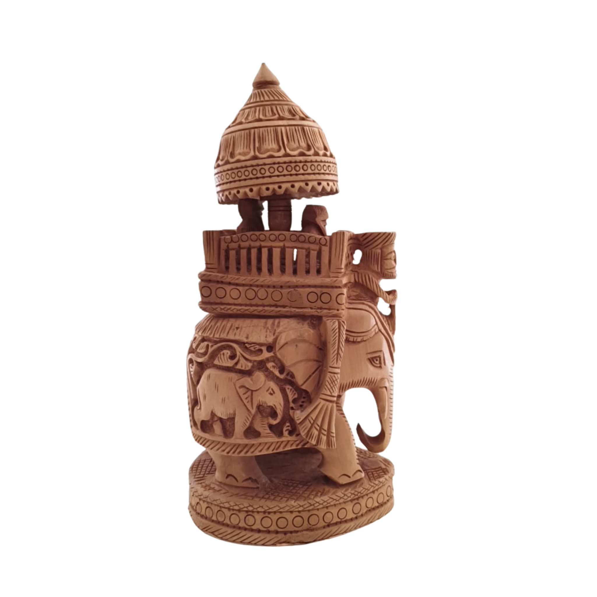 Hand-Carved Wooden Ambari Elephant | Traditional Indian Decor