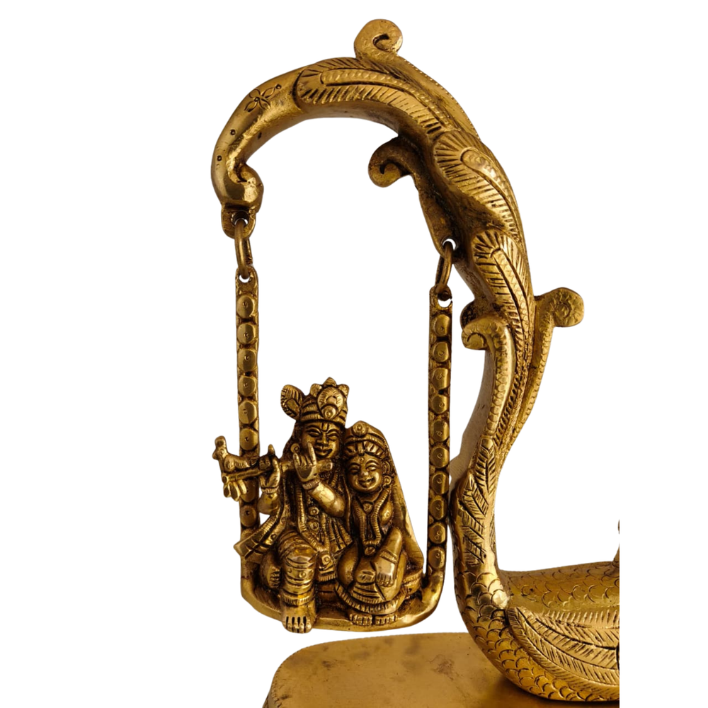 Brass Radha Krishna on Swing Wall Hanging   Brass Artwork