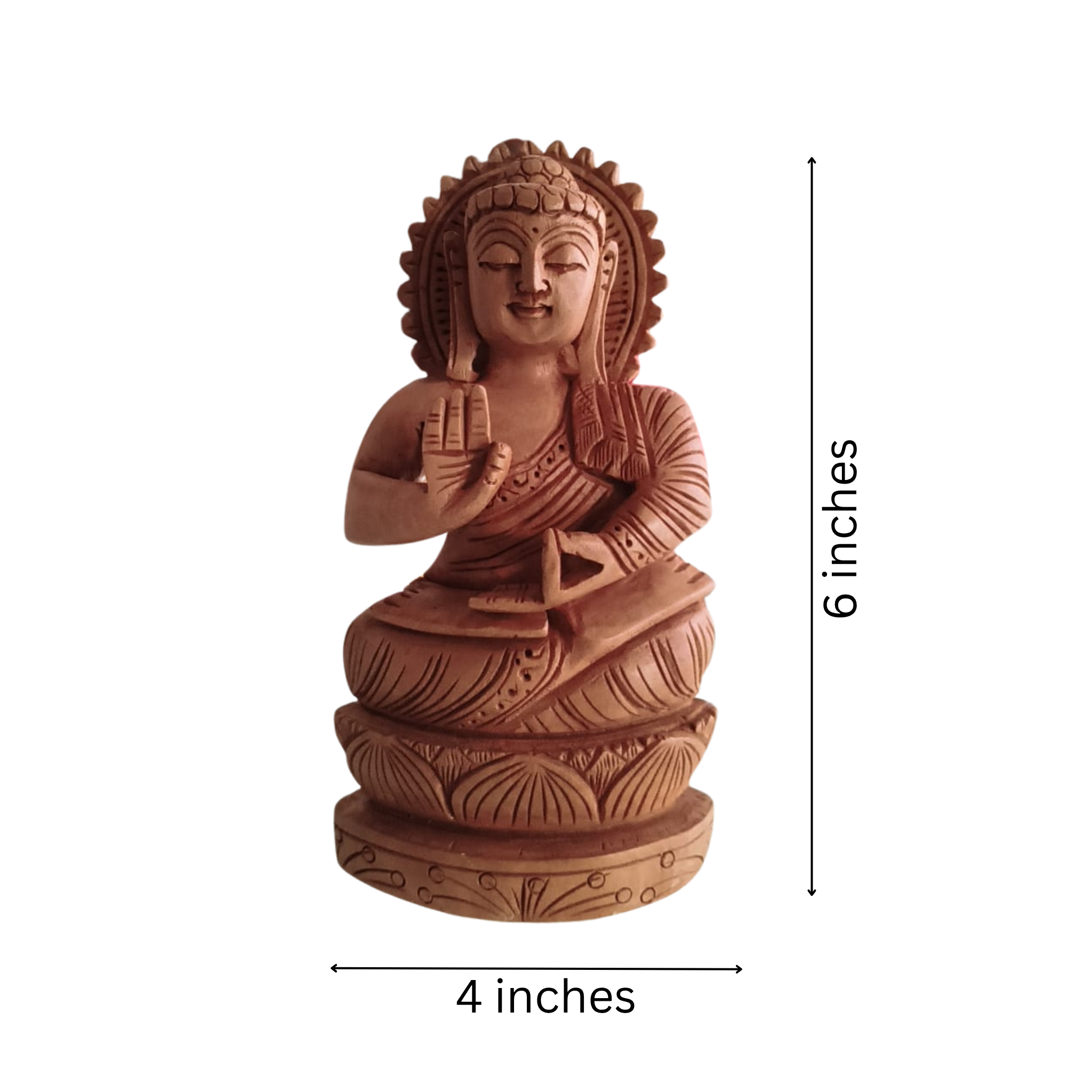 Hand-Carved Wooden Lotus Sitting Buddha – Spiritual Home Decor