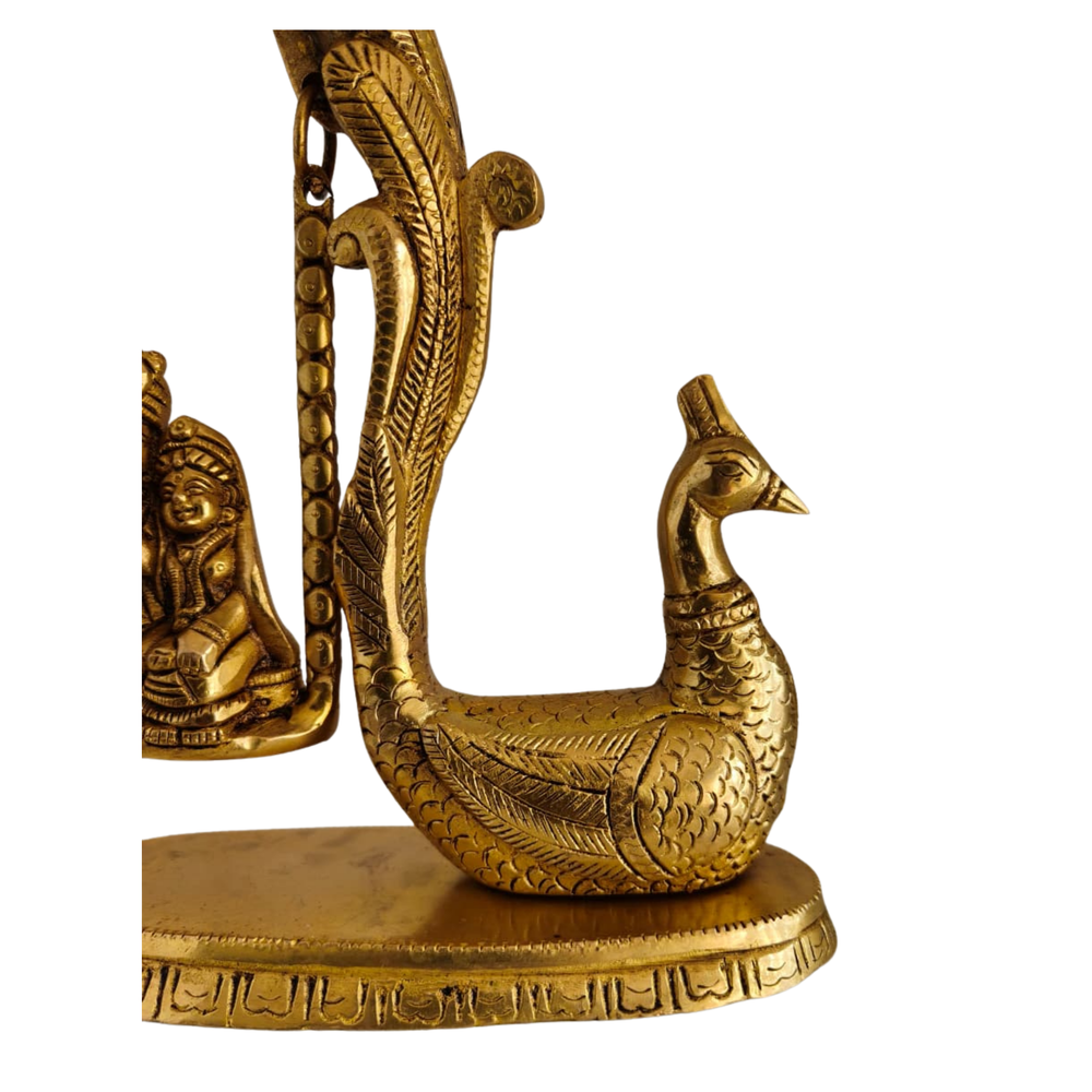 Brass Radha Krishna on Swing Wall Hanging   Brass Artwork