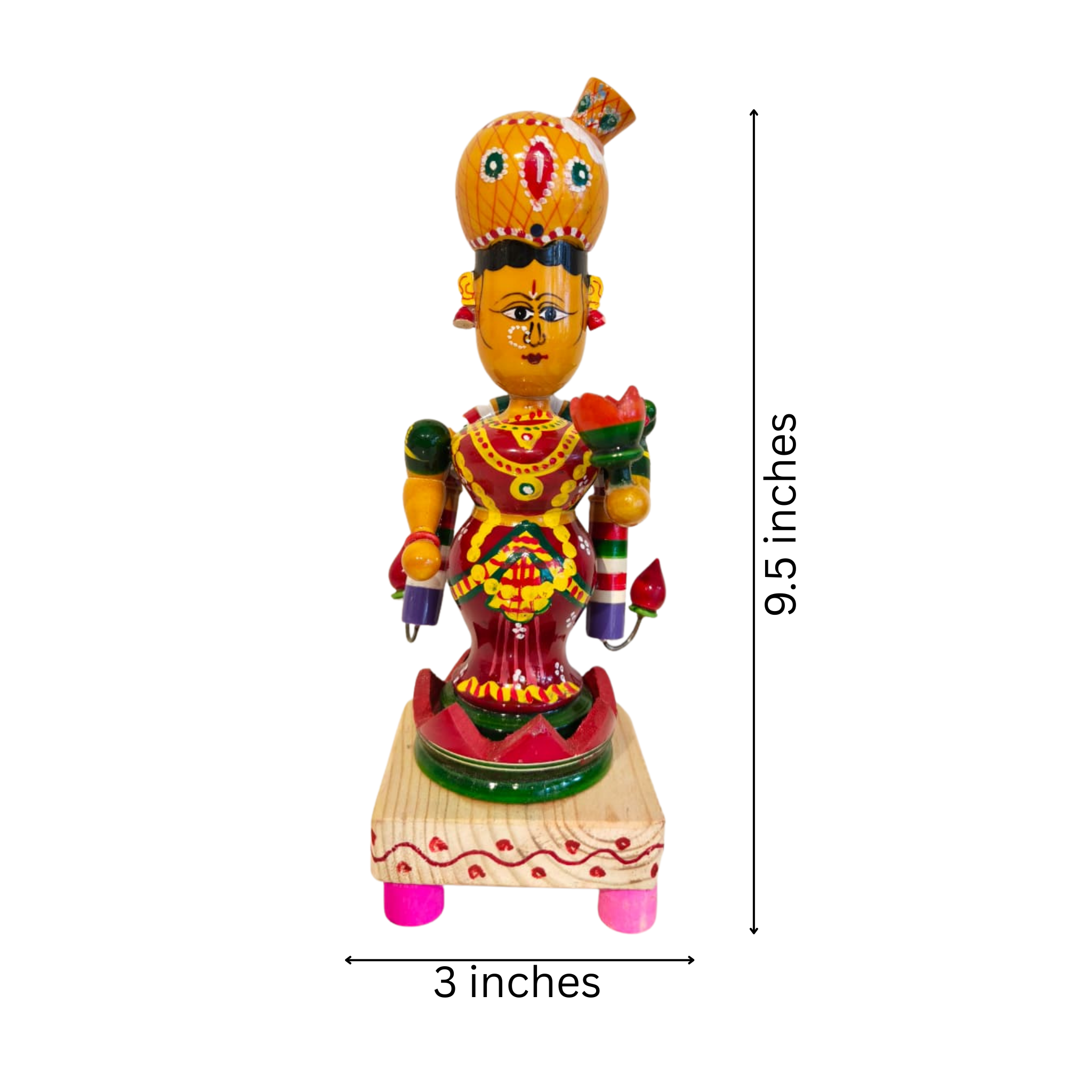 Sacred Etikoppaka Goddess Lakshmi Figurine – Folk Art Wooden Craft