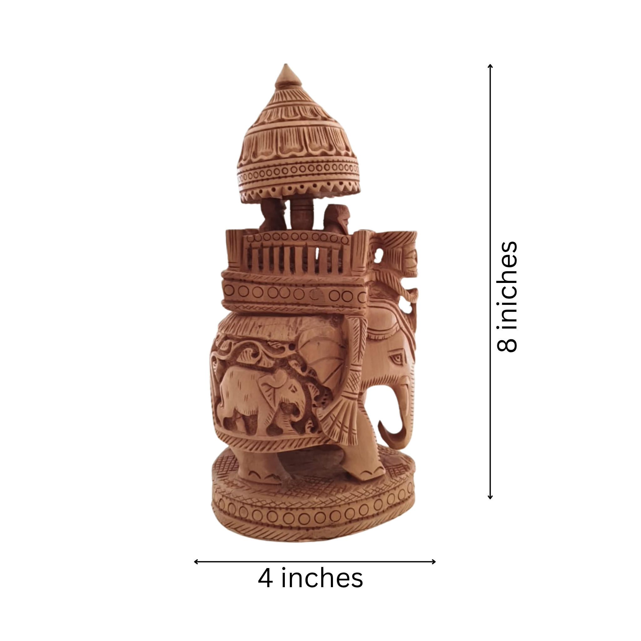 Hand-Carved Wooden Ambari Elephant | Traditional Indian Decor