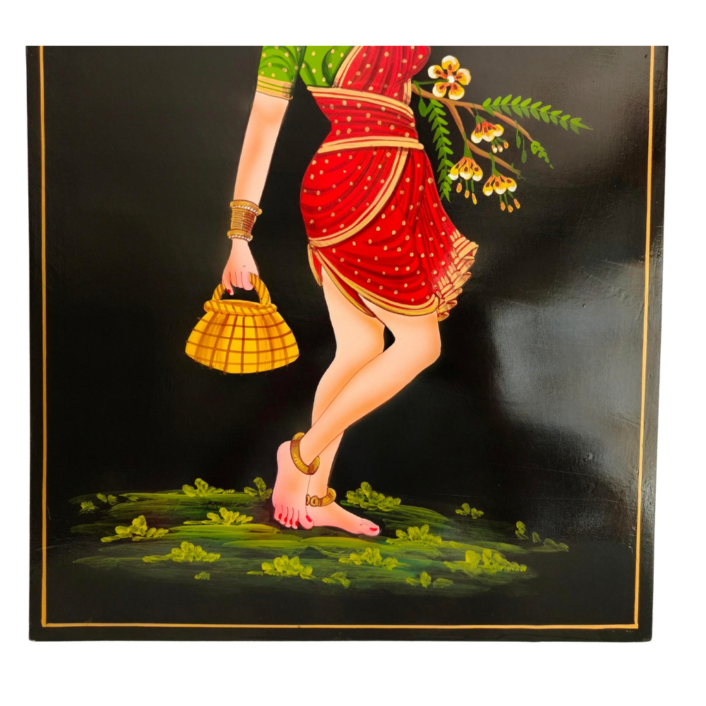 Handcrafted Telangana Nirmal painting fisherwoman