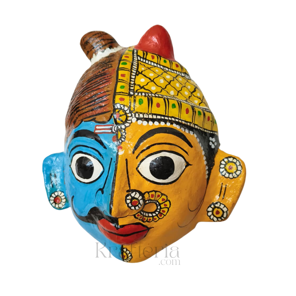 Hand-Painted Ardhanarishvara Face Wall Hanging   wall decor