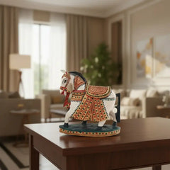 Colorful Hand-Painted Horse with Base | Traditional Art Decor maruthi handicrafts