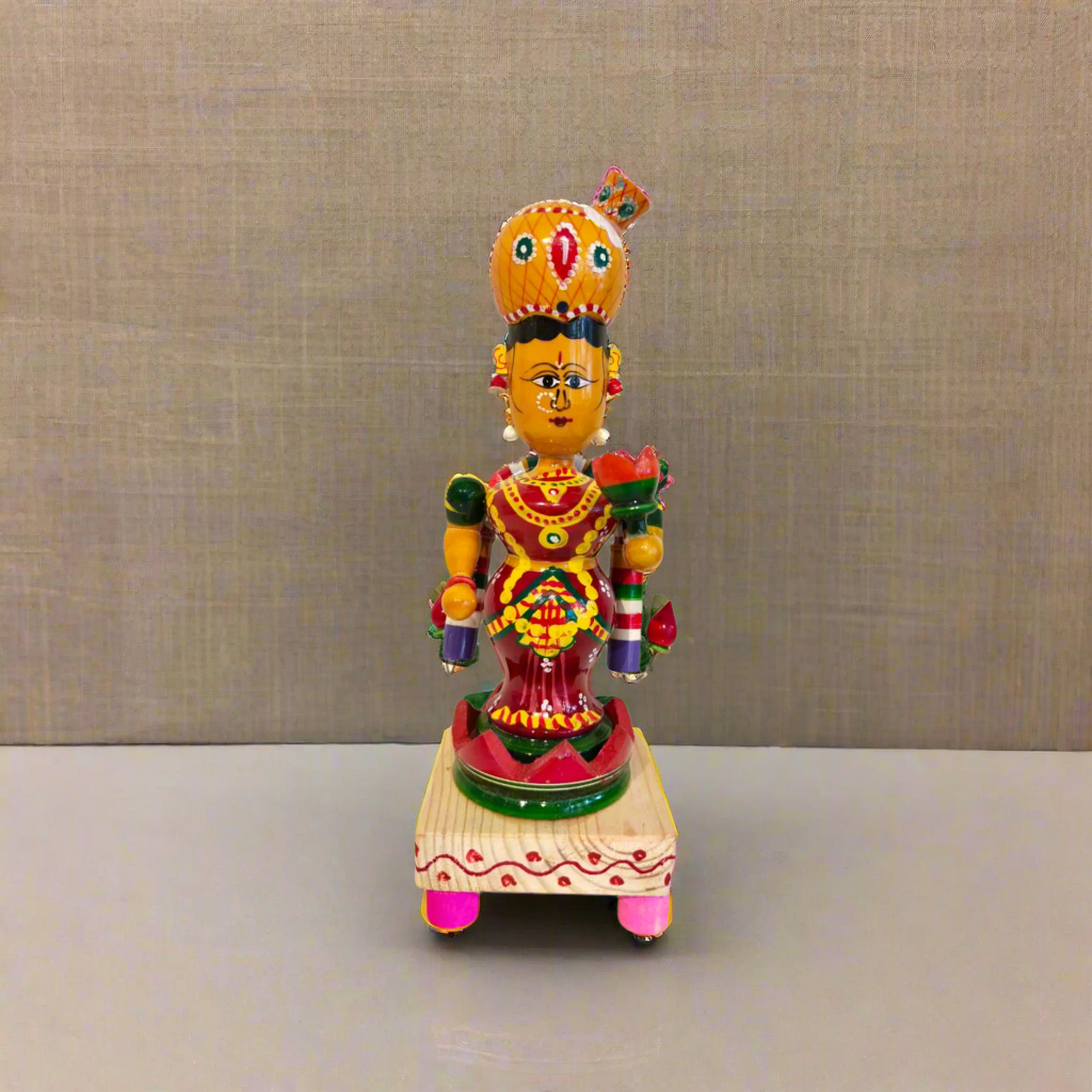 Sacred Etikoppaka Goddess Lakshmi Figurine – Folk Art Wooden Craft