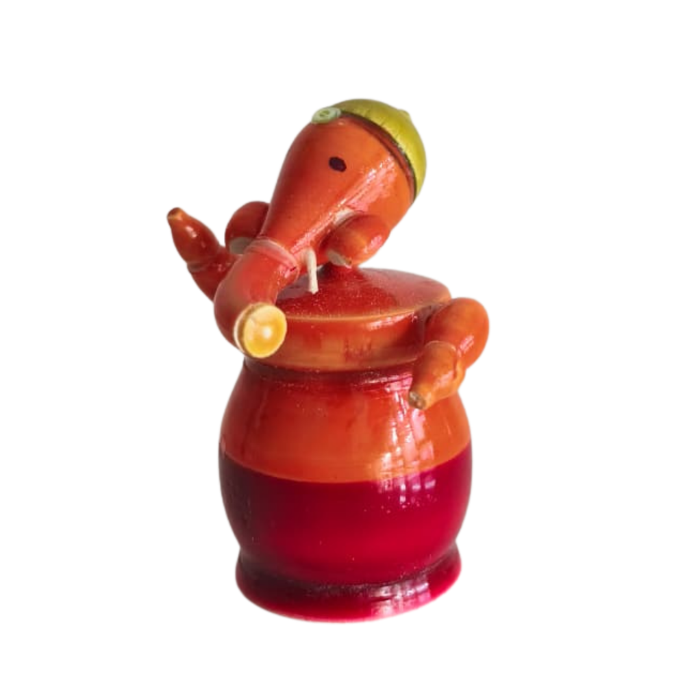 Vibrant Etikoppaka Lord Ganesha - Glossy Green and Red Lacquer Art   Etikoppaka Lacquerware