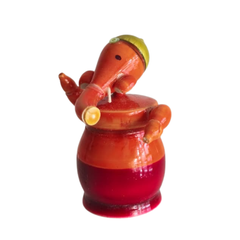 Vibrant Etikoppaka Lord Ganesha - Glossy Green and Red Lacquer Art   Etikoppaka Lacquerware