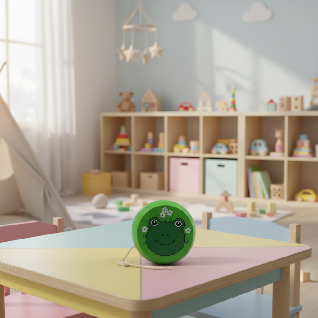 Natural wood spinner toy classic kids plaything