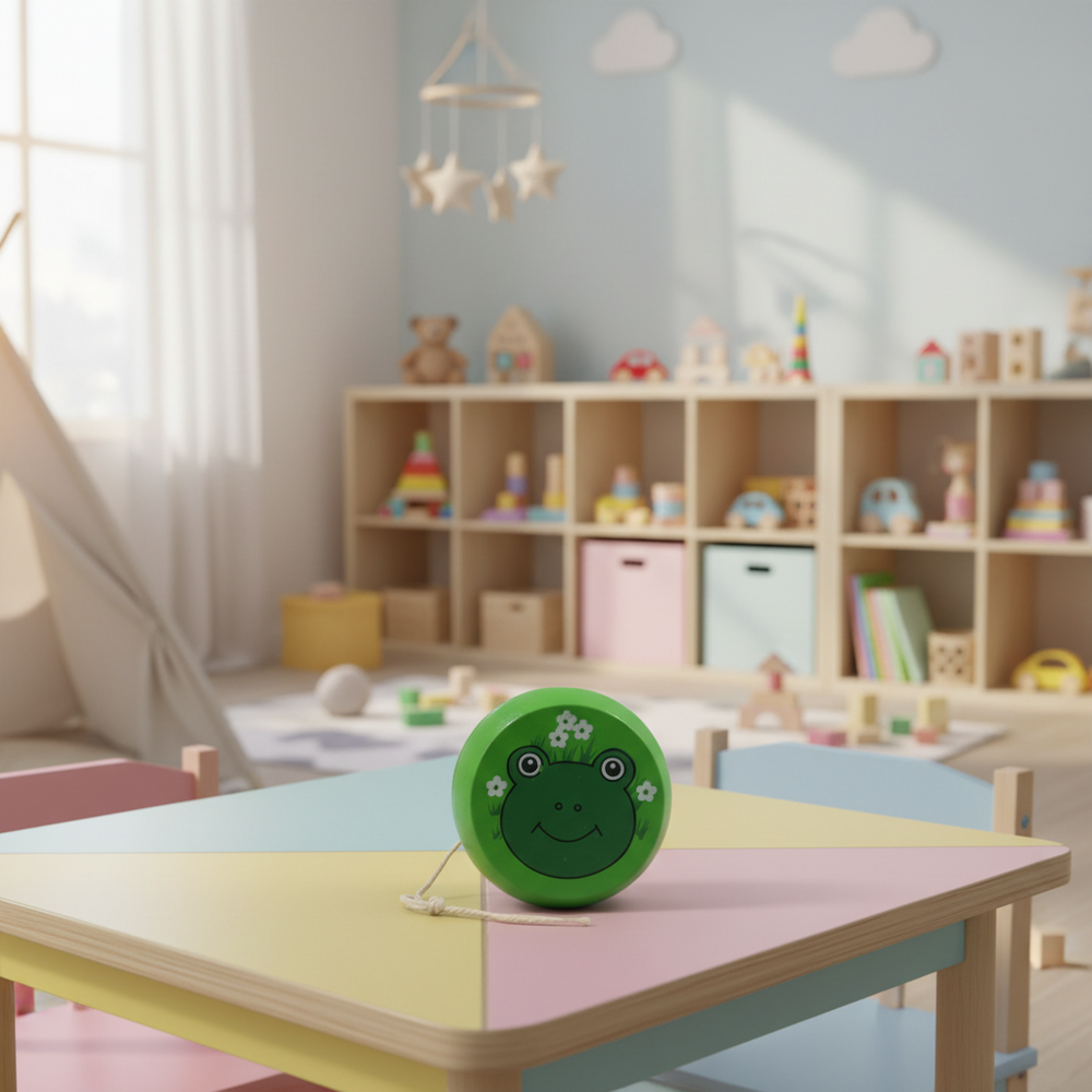 Natural wood spinner toy classic kids plaything