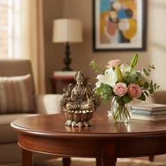Auspicious Brass Gaja Lakshmi Idol with Elephants - Goddess of Power