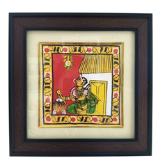 Traditional Village Woman Cooking (Kitchen Scene) - Cheriyal Folk Art Painting   Cheriyala Painting