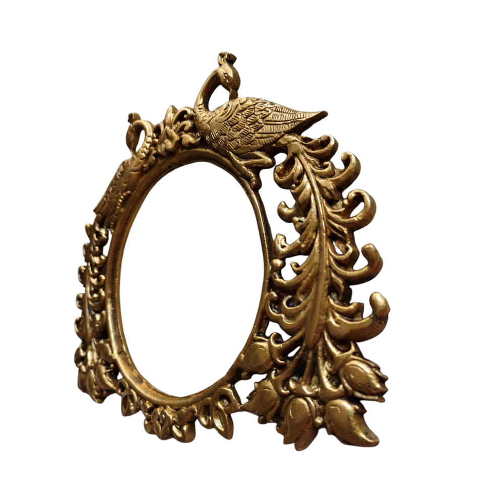 Peacock Brass Prabhavali Frame - Traditional Twin Peacock Wall Art   Brass Artwork