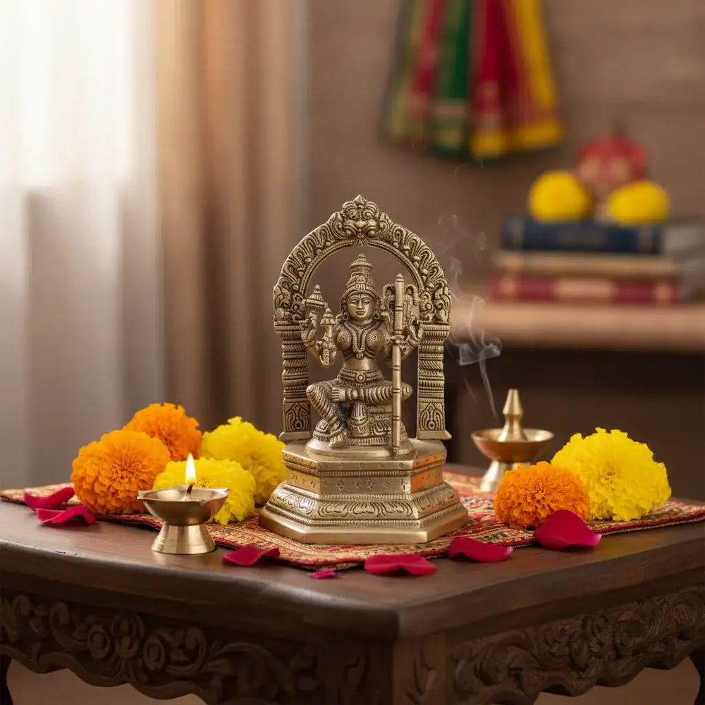 Divine Brass Annapoorna Devi Idol - Goddess of Food & Nourishment   Brass Ware