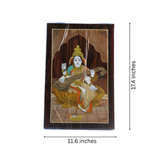 Rosewood Inlay Wall Frame – Divine Saraswathi Artwork for Study or Pooja Room