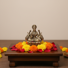 Auspicious Brass Gaja Lakshmi Idol with Elephants - Goddess of Power