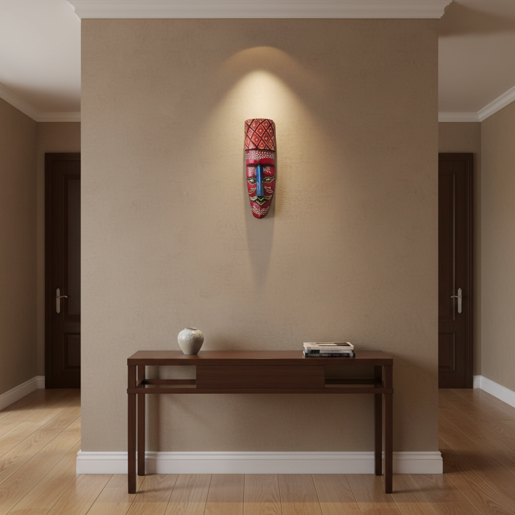 Hand-Painted Human Face Mask Wall Hanging | Artistic Home Accent