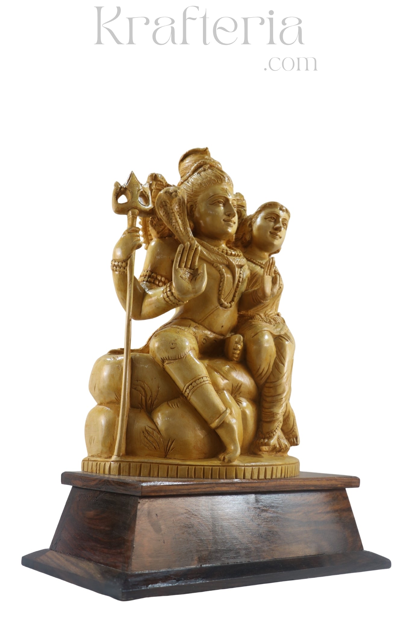 Divine Shiva & Parvati Statue – Traditional Handcarved Wooden Art