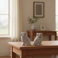 Handcrafted Pair of Owls – Intricate Jali Art Decorative Figurines   Jali Art
