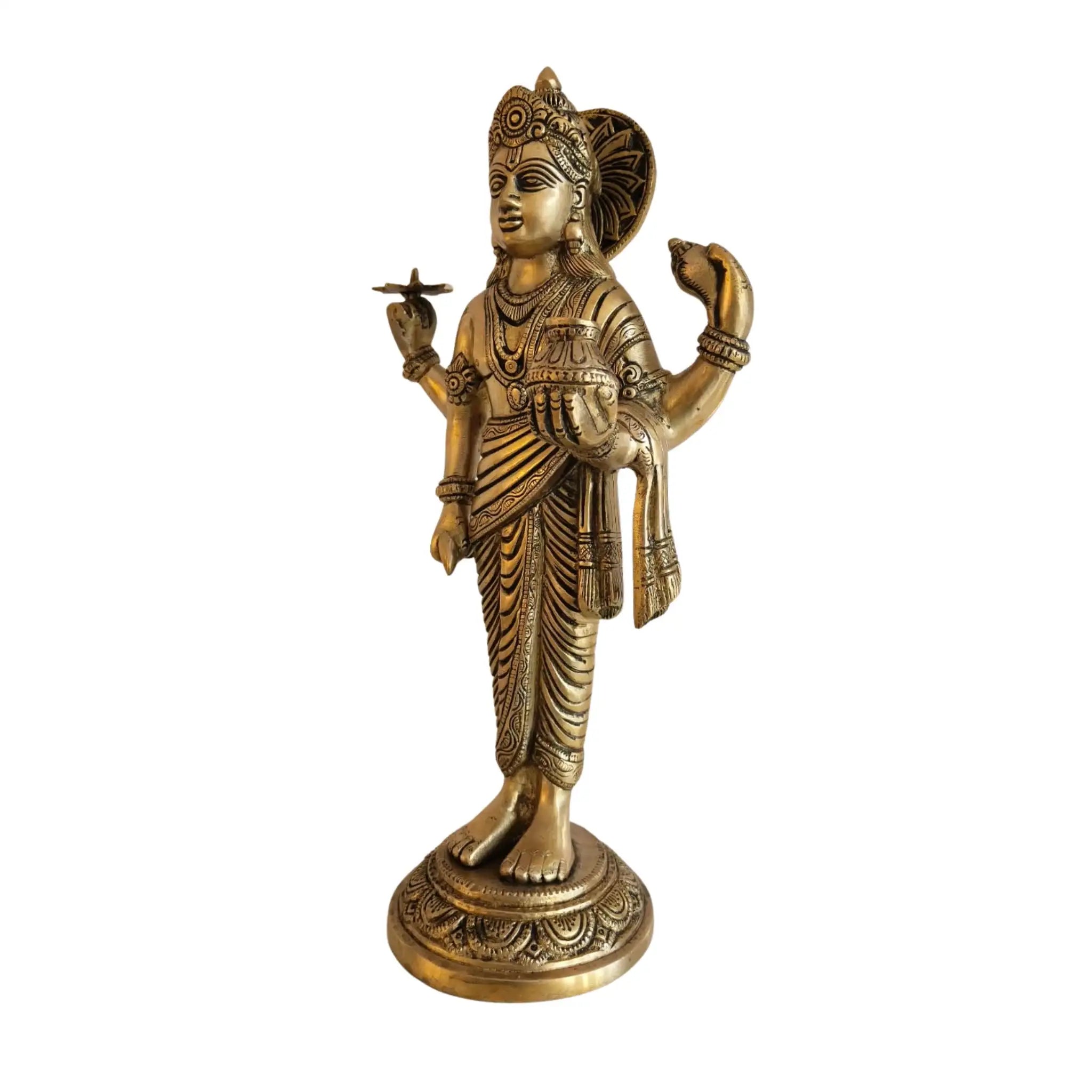 Standing Brass Idol of Lord Dhanvantari   Brass Ware