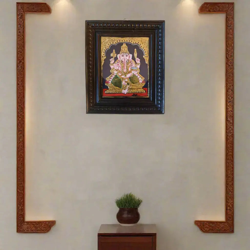 Divine Presence: Lord Ganesha in Tanjavur Style   Paintings