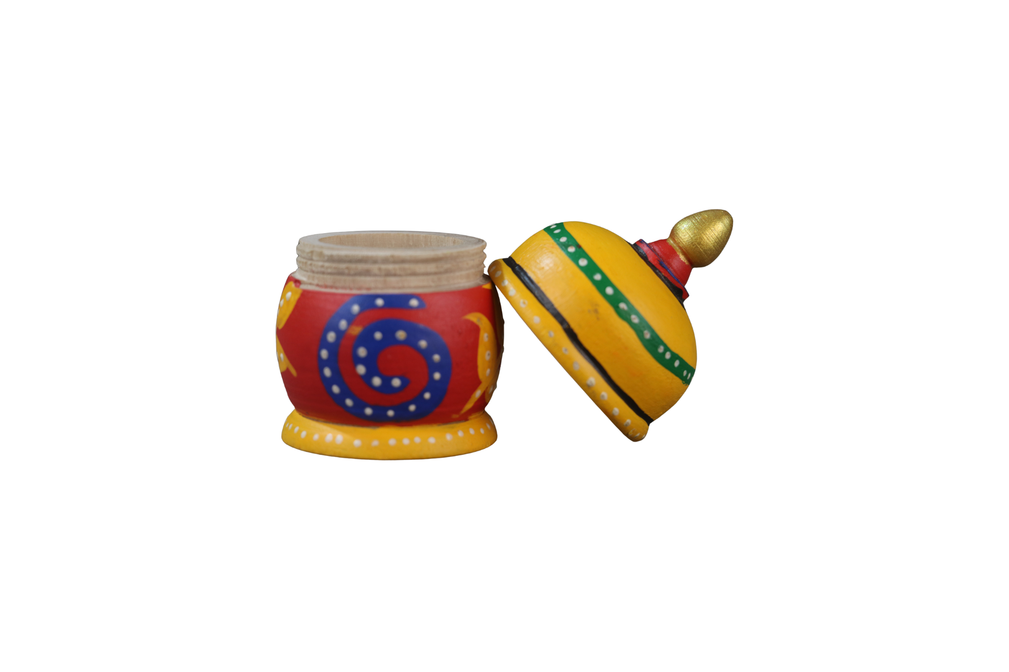 Wooden Sindoor/Kumkuma Holder – Hand-Painted Design