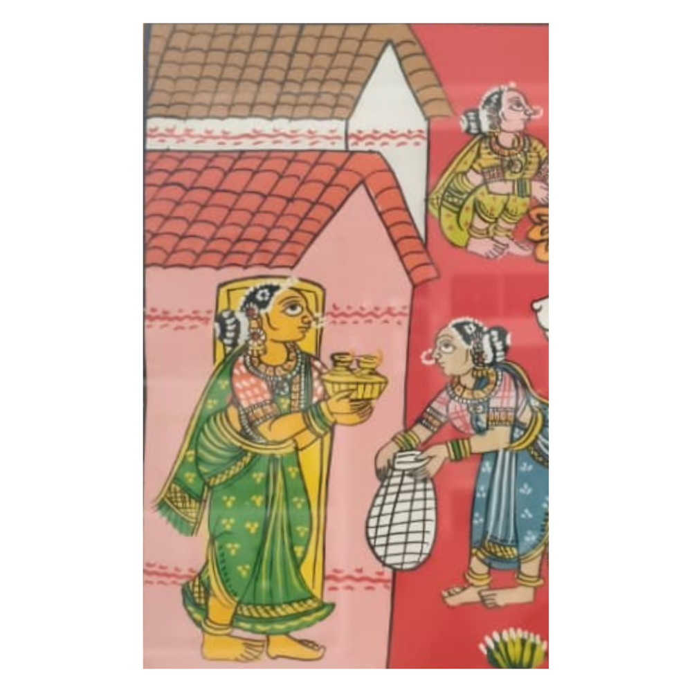Traditional Cheriyal Painting – Village Procession Folk Art   Cheriyala Painting