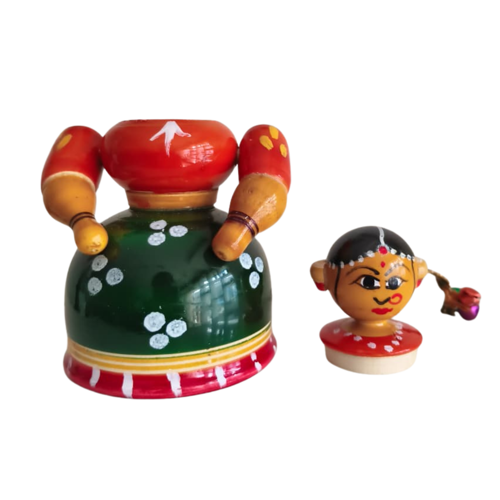 Etikoppaka Wooden Women Box – Handcrafted Traditional Lacquer Toy Storage   Etikoppaka Lacquerware