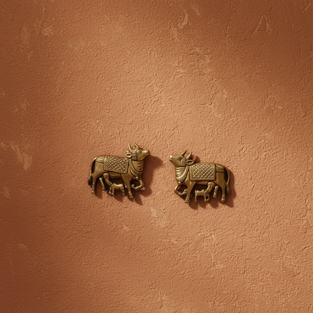 Sacred Golden Brass Nandi Wall Hanging / Decor Idol   Brass Ware