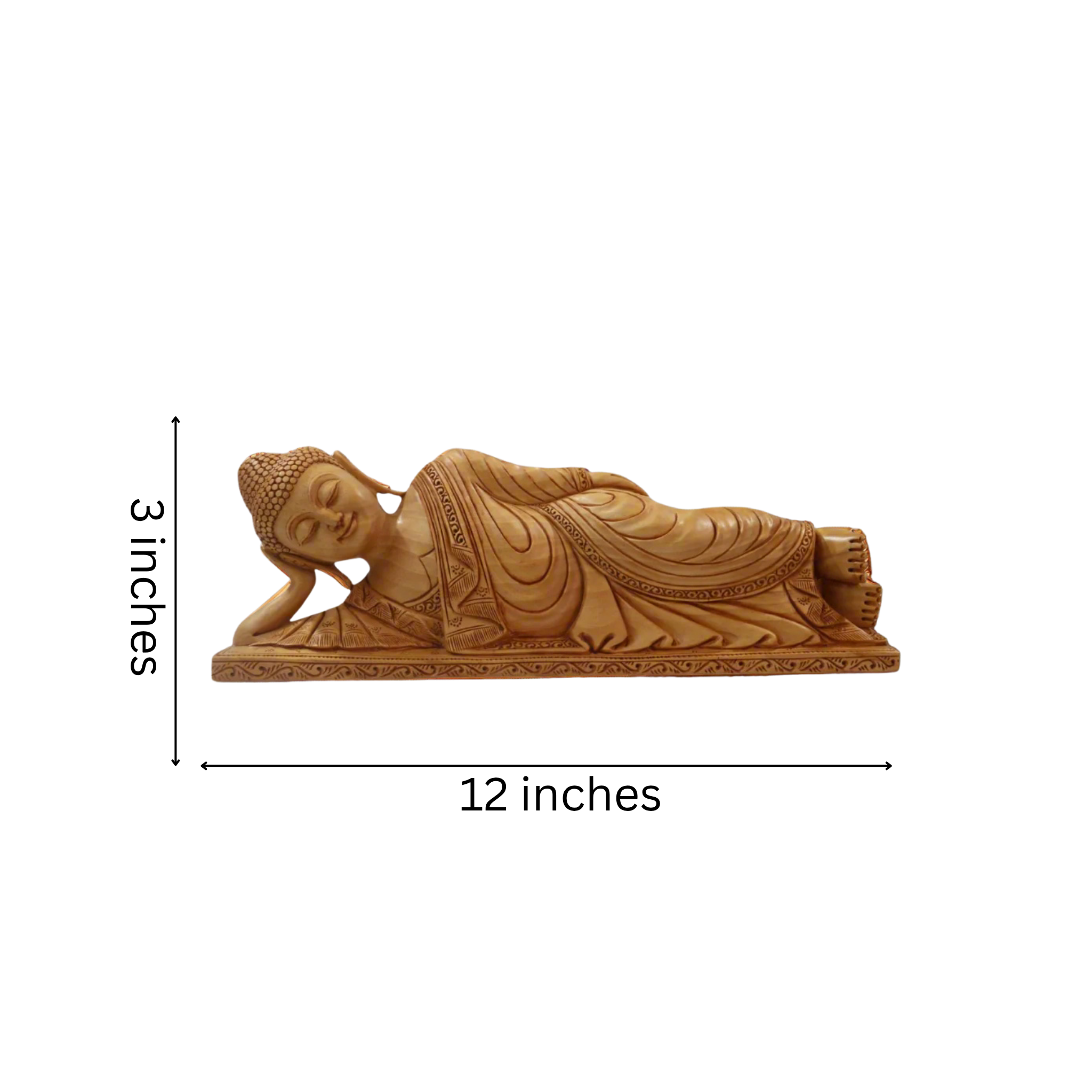 Wooden Sleeping Buddha Sculpture – Serene Home & Garden Decor