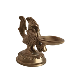 Handcrafted Brass Hamsa (Annapakshi) Table Diya | Traditional Mythical Bird Oil Lamp   Brass Artwork