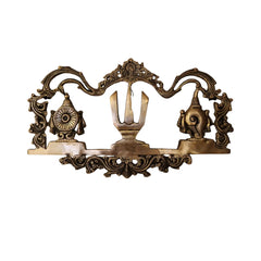 Sacred Brass Venkateswara Namam Wall Hanging with Shankha and Chakra   Brass Ware