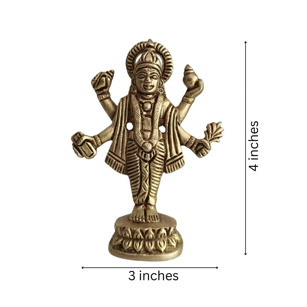 Brass Vishnu Idol – Four-Armed for Pooja & Home Decor   Brass Ware