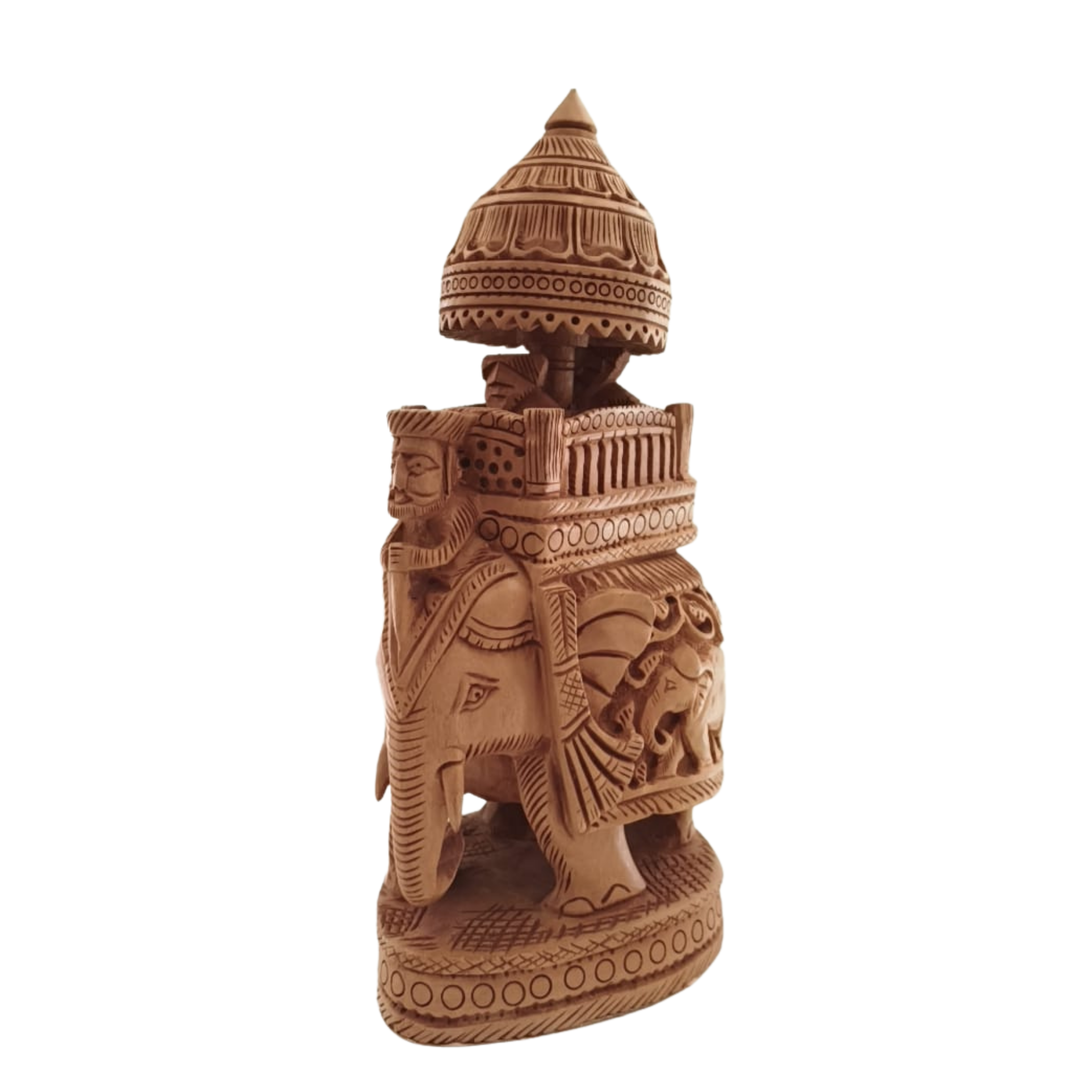 Hand-Carved Wooden Ambari Elephant | Traditional Indian Decor