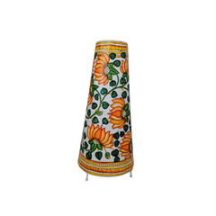 Hand-Painted Lotus Motif Leather Lamp | Bed Lamp