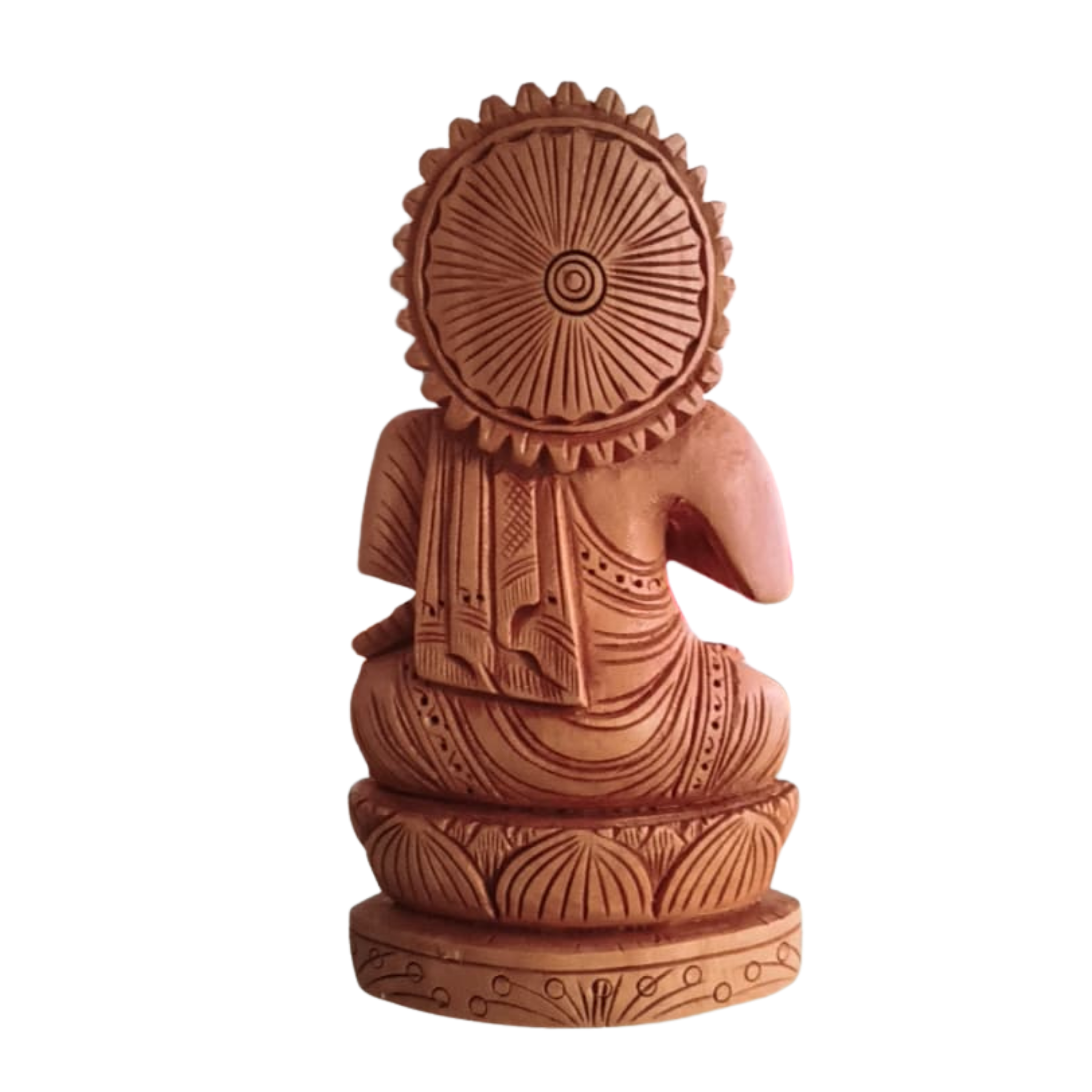 Hand-Carved Wooden Lotus Sitting Buddha – Spiritual Home Decor