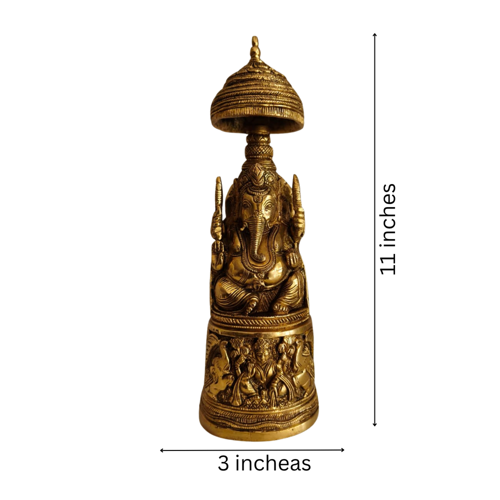 Handcrafted Ganpati Statue on Decorative Procession Pedestal   Brass Artwork