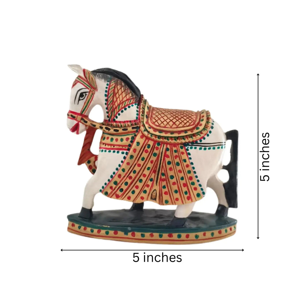 Colorful Hand-Painted Horse with Base | Traditional Art Decor maruthi handicrafts