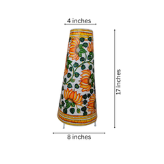 Hand-Painted Lotus Motif Leather Lamp | Bed Lamp